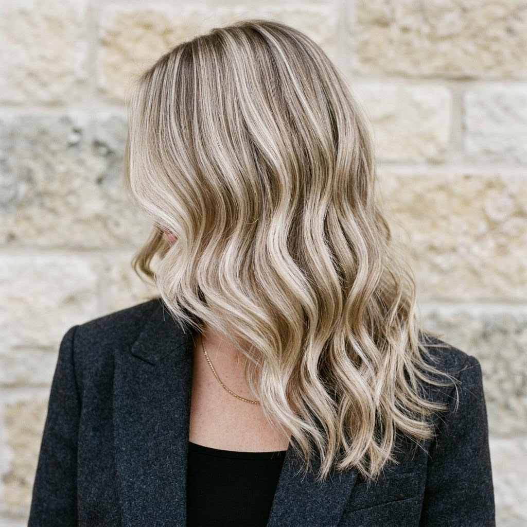 Dimensional blonde highlights at L.RAE Salon
